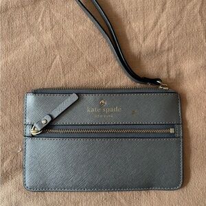 Kate Spade Charcoal Wristlet with Gold Accents